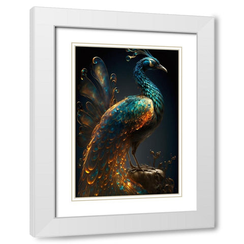 Proud Peacocks 4 White Modern Wood Framed Art Print with Double Matting by Heere, Ray