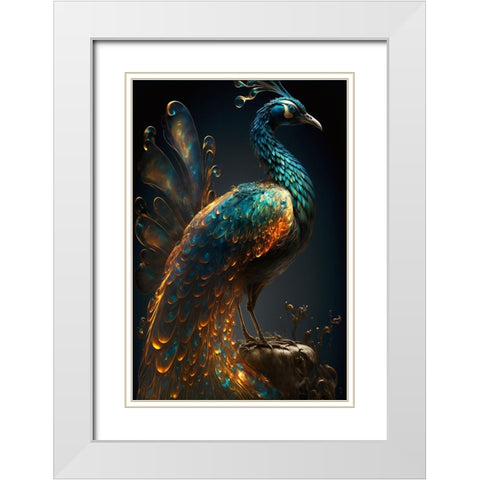 Proud Peacocks 4 White Modern Wood Framed Art Print with Double Matting by Heere, Ray