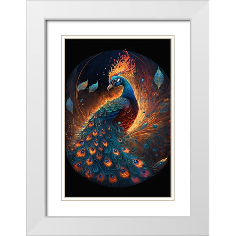 Proud Peacocks 6 White Modern Wood Framed Art Print with Double Matting by Heere, Ray