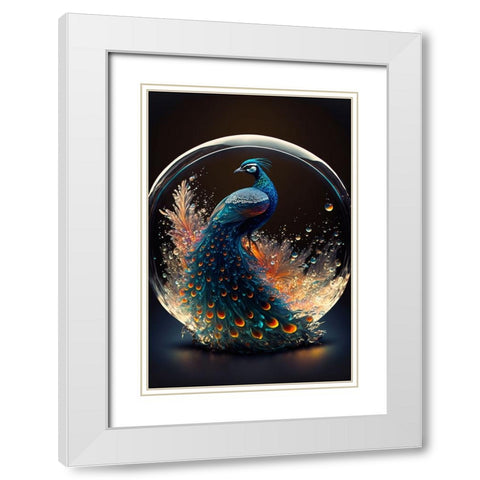 Proud Peacocks 7 White Modern Wood Framed Art Print with Double Matting by Heere, Ray