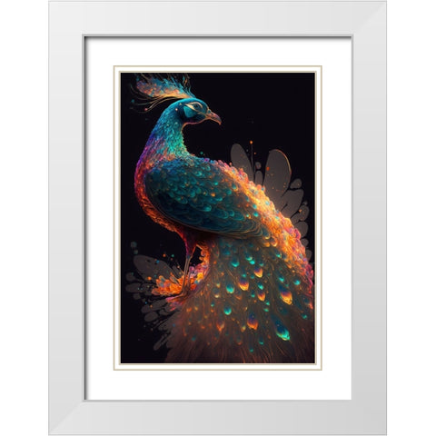 Proud Peacocks 8 White Modern Wood Framed Art Print with Double Matting by Heere, Ray