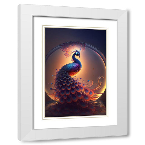 Proud Peacocks 9 White Modern Wood Framed Art Print with Double Matting by Heere, Ray