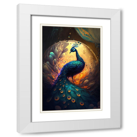Proud Peacocks 10 White Modern Wood Framed Art Print with Double Matting by Heere, Ray