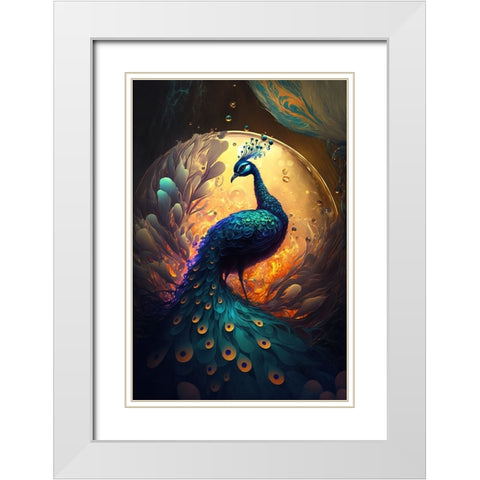 Proud Peacocks 10 White Modern Wood Framed Art Print with Double Matting by Heere, Ray