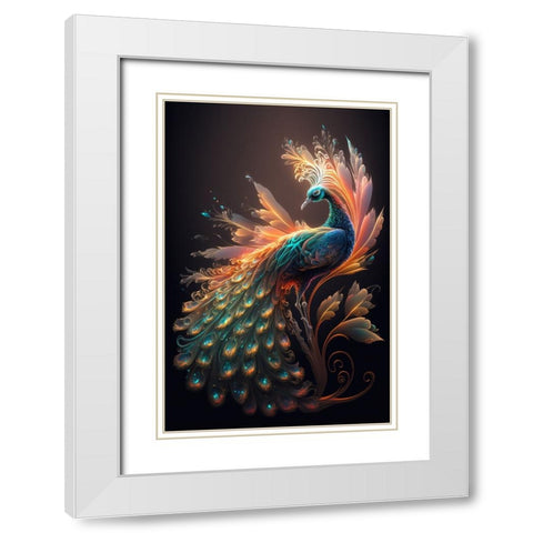 Proud Peacocks 13 White Modern Wood Framed Art Print with Double Matting by Heere, Ray