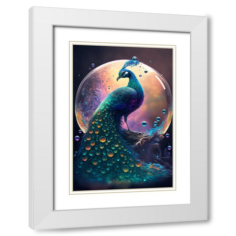 Proud Peacocks 14 White Modern Wood Framed Art Print with Double Matting by Heere, Ray