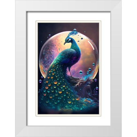Proud Peacocks 14 White Modern Wood Framed Art Print with Double Matting by Heere, Ray