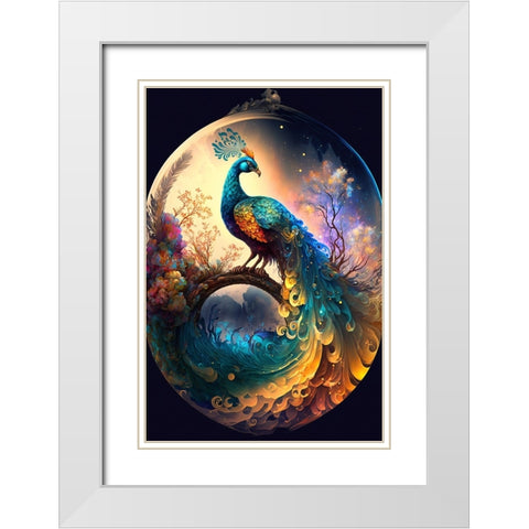 Proud Peacocks 15 White Modern Wood Framed Art Print with Double Matting by Heere, Ray