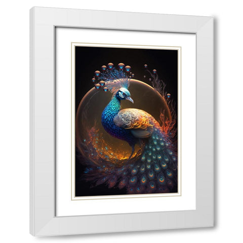 Proud Peacocks 16 White Modern Wood Framed Art Print with Double Matting by Heere, Ray