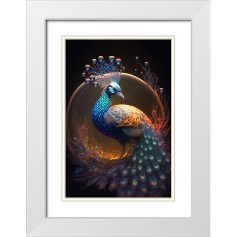 Proud Peacocks 16 White Modern Wood Framed Art Print with Double Matting by Heere, Ray