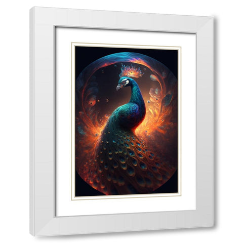 Proud Peacocks 17 White Modern Wood Framed Art Print with Double Matting by Heere, Ray
