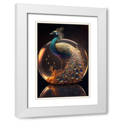 Proud Peacocks 18 White Modern Wood Framed Art Print with Double Matting by Heere, Ray