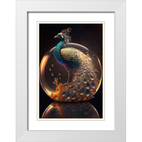 Proud Peacocks 18 White Modern Wood Framed Art Print with Double Matting by Heere, Ray