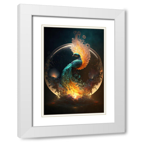 Proud Peacocks 19 White Modern Wood Framed Art Print with Double Matting by Heere, Ray