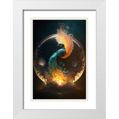 Proud Peacocks 19 White Modern Wood Framed Art Print with Double Matting by Heere, Ray