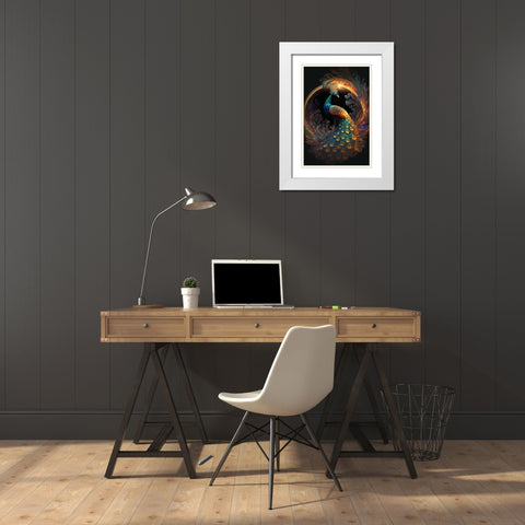 Proud Peacocks 20 White Modern Wood Framed Art Print with Double Matting by Heere, Ray
