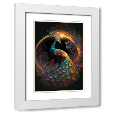 Proud Peacocks 20 White Modern Wood Framed Art Print with Double Matting by Heere, Ray
