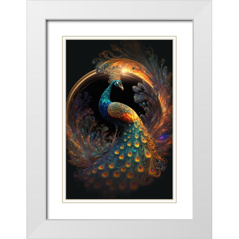 Proud Peacocks 20 White Modern Wood Framed Art Print with Double Matting by Heere, Ray