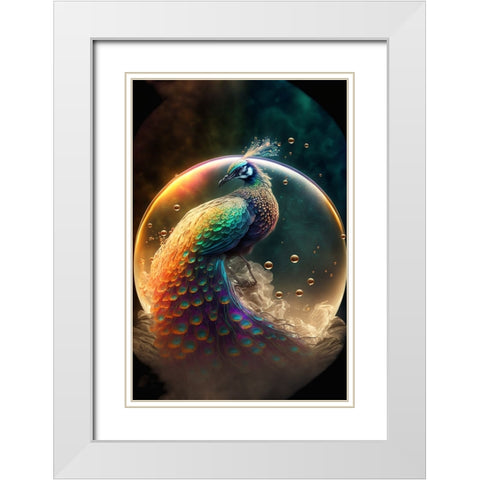 Proud Peacocks 21 White Modern Wood Framed Art Print with Double Matting by Heere, Ray