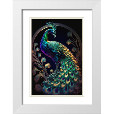 Proud Peacocks 22 White Modern Wood Framed Art Print with Double Matting by Heere, Ray