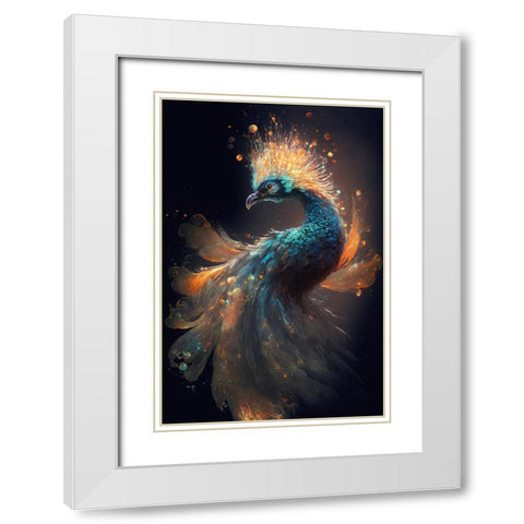Proud Peacocks 24 White Modern Wood Framed Art Print with Double Matting by Heere, Ray
