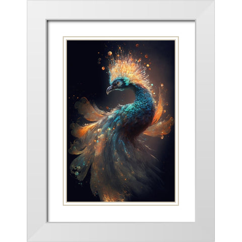 Proud Peacocks 24 White Modern Wood Framed Art Print with Double Matting by Heere, Ray
