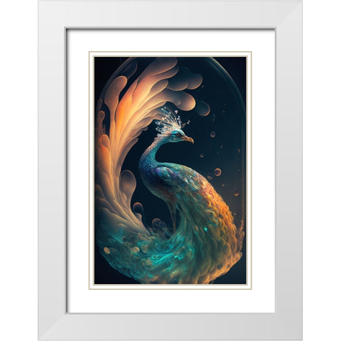 Proud Peacocks 25 White Modern Wood Framed Art Print with Double Matting by Heere, Ray