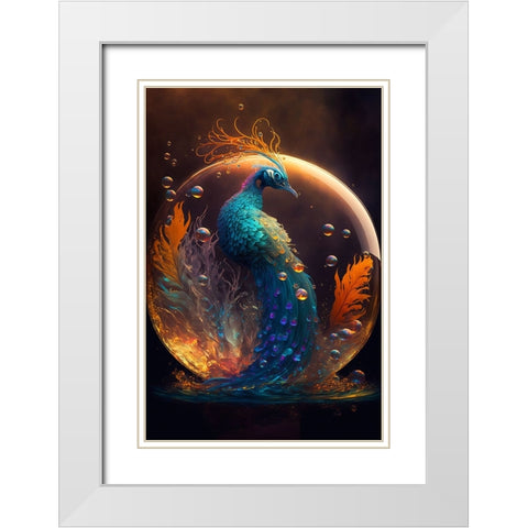Proud Peacocks 27 White Modern Wood Framed Art Print with Double Matting by Heere, Ray