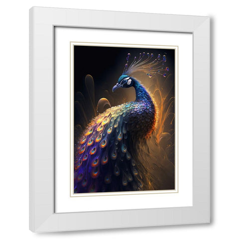 Proud Peacocks 28 White Modern Wood Framed Art Print with Double Matting by Heere, Ray