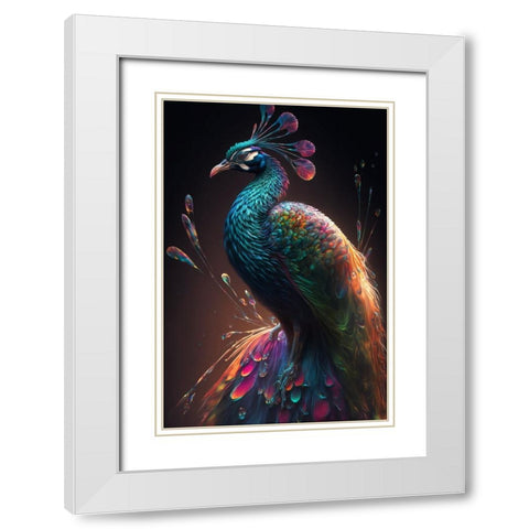 Proud Peacocks 29 White Modern Wood Framed Art Print with Double Matting by Heere, Ray