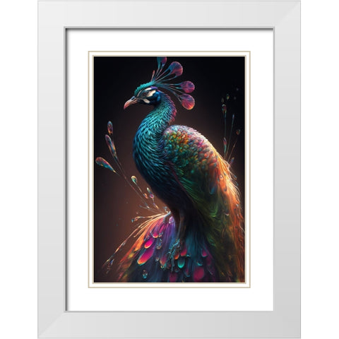 Proud Peacocks 29 White Modern Wood Framed Art Print with Double Matting by Heere, Ray