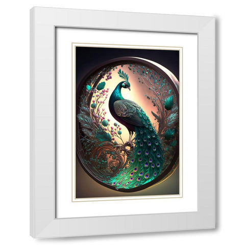 Proud Peacocks 30 White Modern Wood Framed Art Print with Double Matting by Heere, Ray