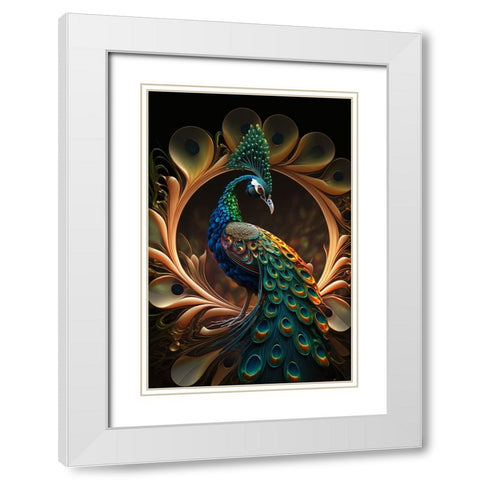 Proud Peacocks 31 White Modern Wood Framed Art Print with Double Matting by Heere, Ray