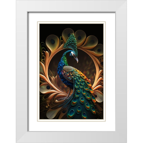 Proud Peacocks 31 White Modern Wood Framed Art Print with Double Matting by Heere, Ray