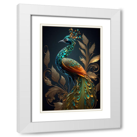 Proud Peacocks 32 White Modern Wood Framed Art Print with Double Matting by Heere, Ray