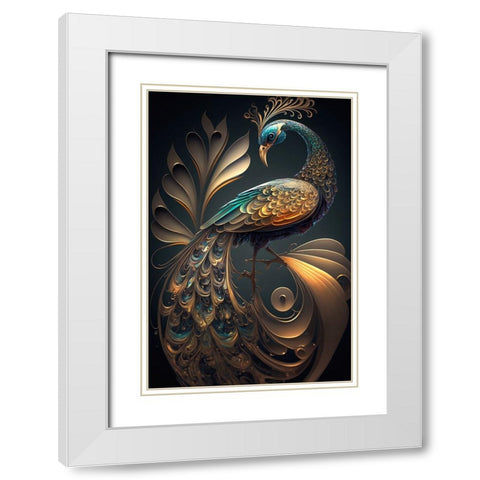 Proud Peacocks 33 White Modern Wood Framed Art Print with Double Matting by Heere, Ray