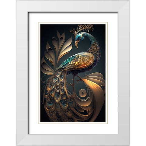 Proud Peacocks 33 White Modern Wood Framed Art Print with Double Matting by Heere, Ray