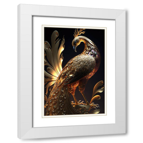Proud Peacocks 34 White Modern Wood Framed Art Print with Double Matting by Heere, Ray