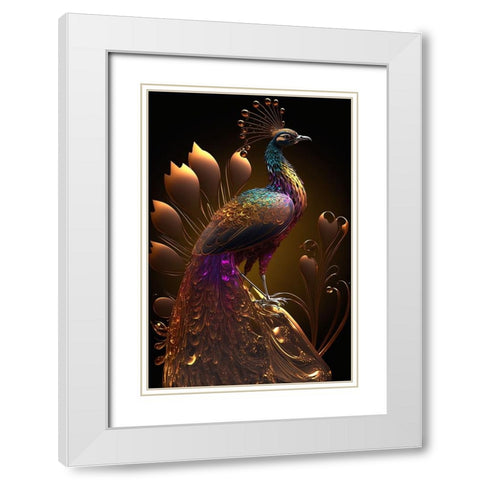 Proud Peacocks 35 White Modern Wood Framed Art Print with Double Matting by Heere, Ray