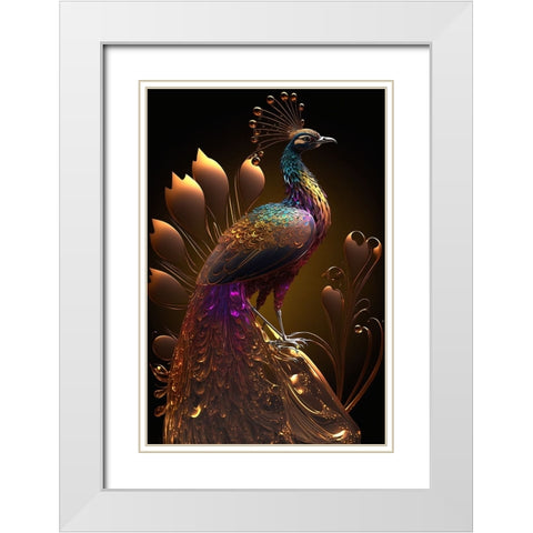 Proud Peacocks 35 White Modern Wood Framed Art Print with Double Matting by Heere, Ray