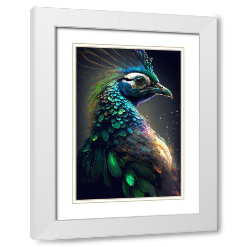 Proud Peacocks 36 White Modern Wood Framed Art Print with Double Matting by Heere, Ray