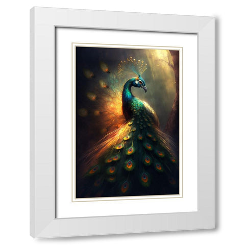 Proud Peacocks 37 White Modern Wood Framed Art Print with Double Matting by Heere, Ray
