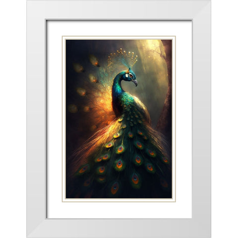 Proud Peacocks 37 White Modern Wood Framed Art Print with Double Matting by Heere, Ray