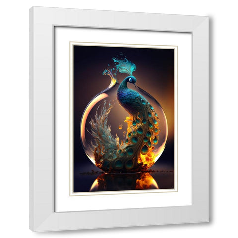 Proud Peacocks 38 White Modern Wood Framed Art Print with Double Matting by Heere, Ray