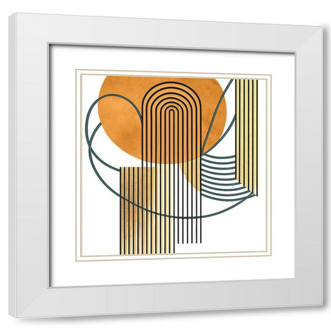 Mid Century Abstract Painting 1 White Modern Wood Framed Art Print with Double Matting by Heere, Ray