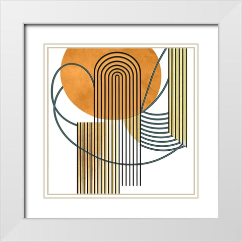 Mid Century Abstract Painting 1 White Modern Wood Framed Art Print with Double Matting by Heere, Ray