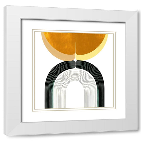 Mid Century Abstract Painting 13 White Modern Wood Framed Art Print with Double Matting by Heere, Ray
