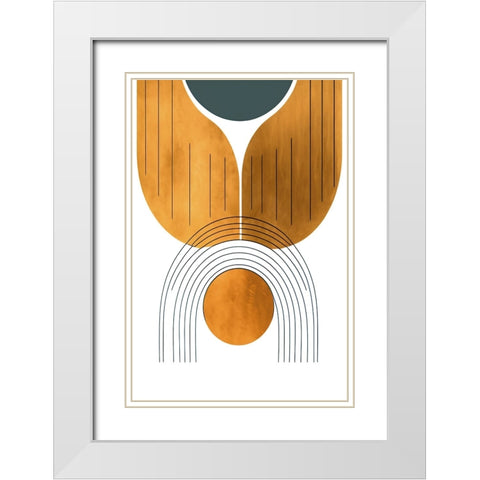 Mid Century Abstract Painting 26 White Modern Wood Framed Art Print with Double Matting by Heere, Ray