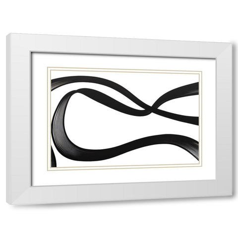 Black White Bold Strokes 1 White Modern Wood Framed Art Print with Double Matting by Heere, Ray