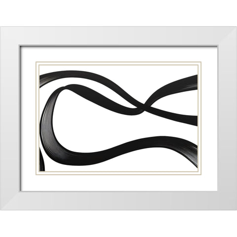 Black White Bold Strokes 1 White Modern Wood Framed Art Print with Double Matting by Heere, Ray